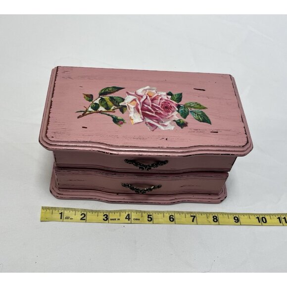 other Other - Vintage Wooden Jewelry Box with Mirror